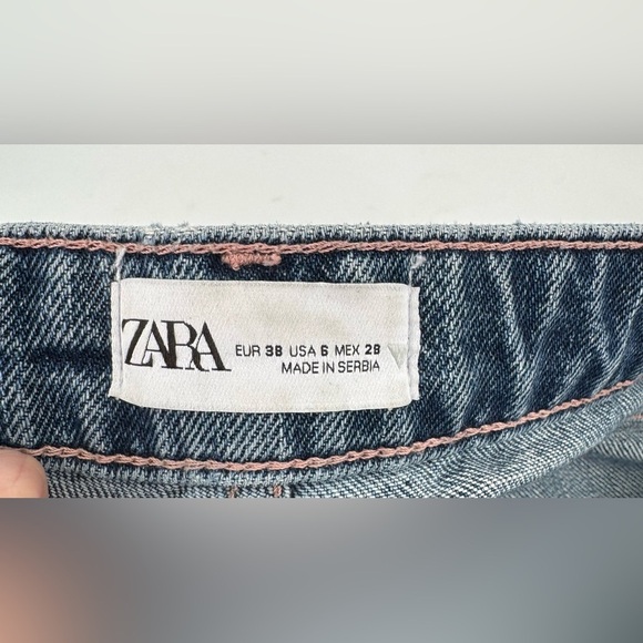 Zara Barrel Wide Leg Denim Cropped Jeans - Picture 10 of 10